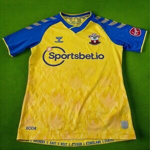 Hummel Southampton FC Sportsbet.io Yellow Blue Premier League Soccer Jersey XS